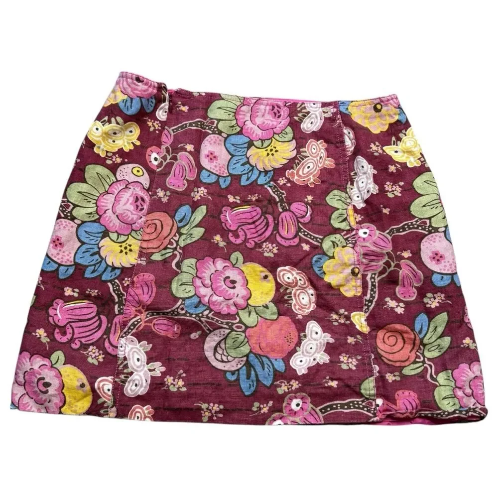 |VTG| CYNTHIA STEFFE Linen Multicolor Floral Mini Skirt